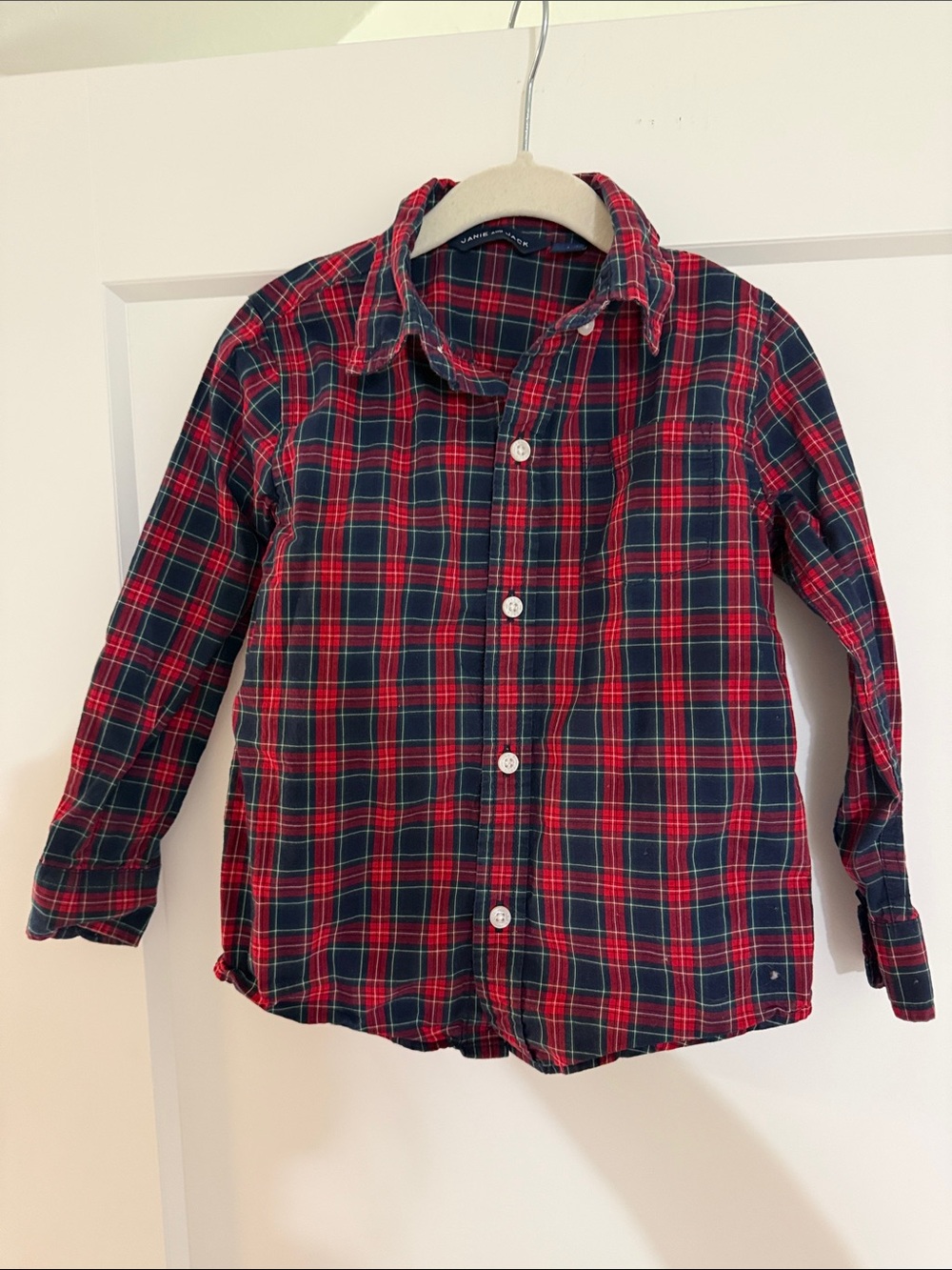 Janie and Jack Kids Red & Green Plaid Button Down Shirt